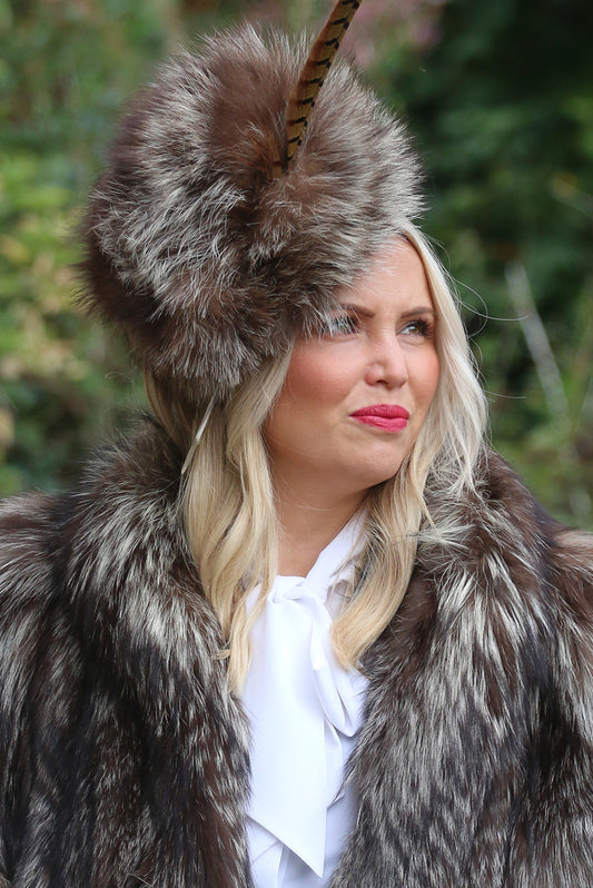 Sliver fox fur fascinator