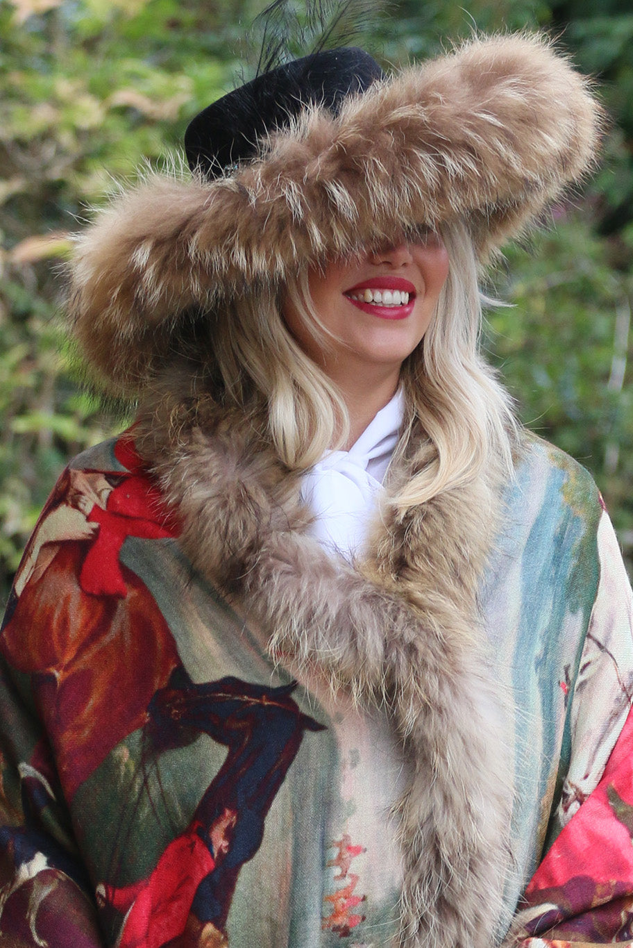 Vintage Fox Fur lined wool hat