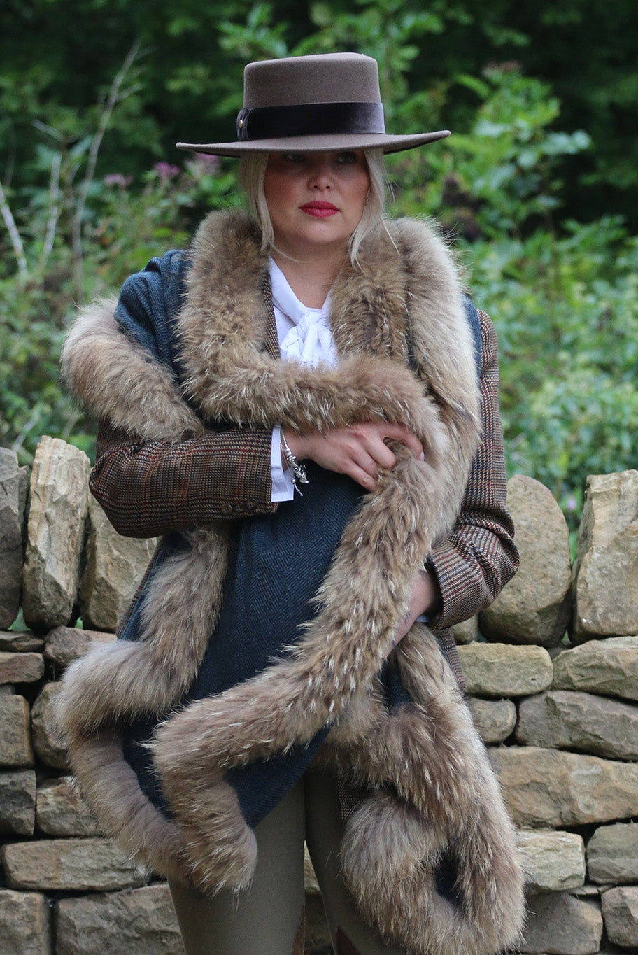 Cashmere and vintage fur wrap