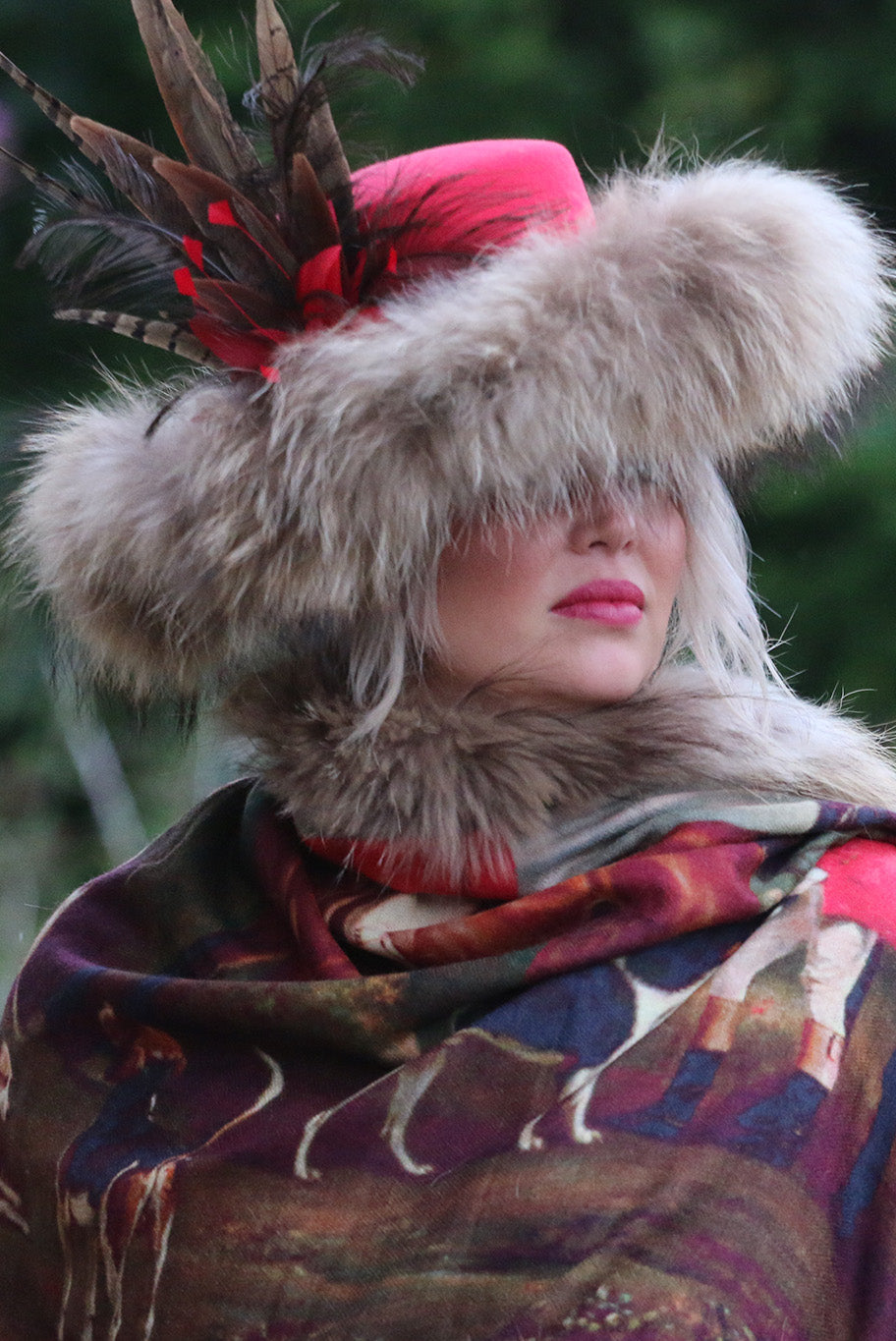 Vintage Fox Fur lined wool hat