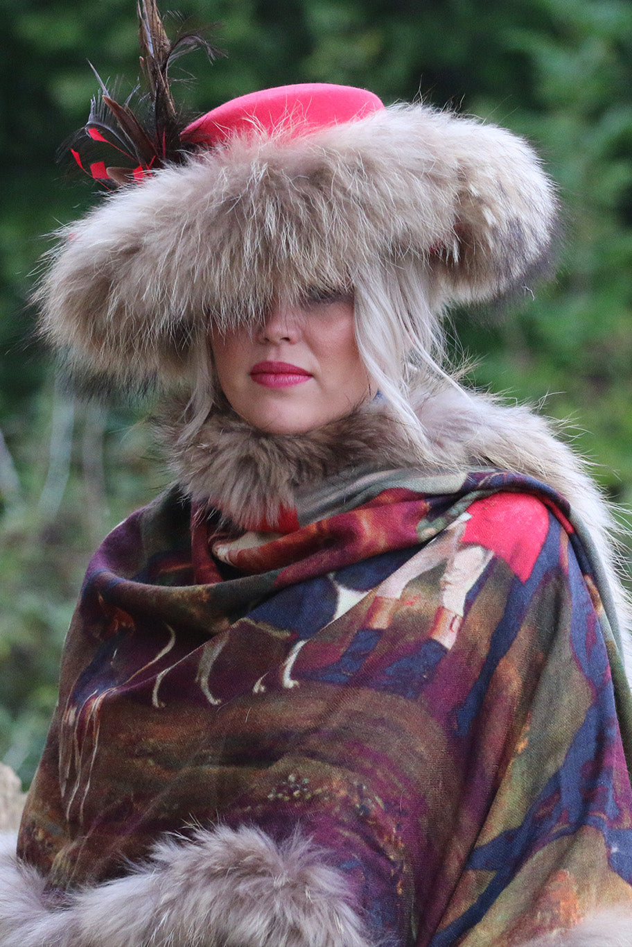 Vintage Fox Fur lined wool hat