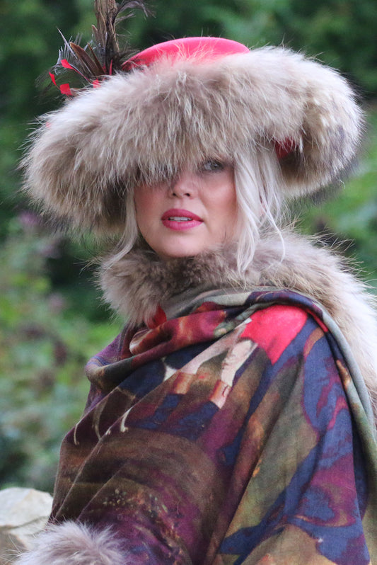 Vintage Fox Fur lined wool hat