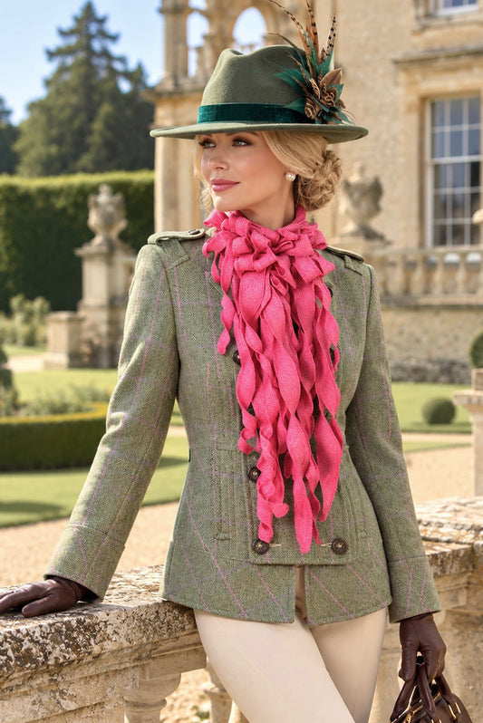 Handmade Jabot neckpiece in blush pink Tweed