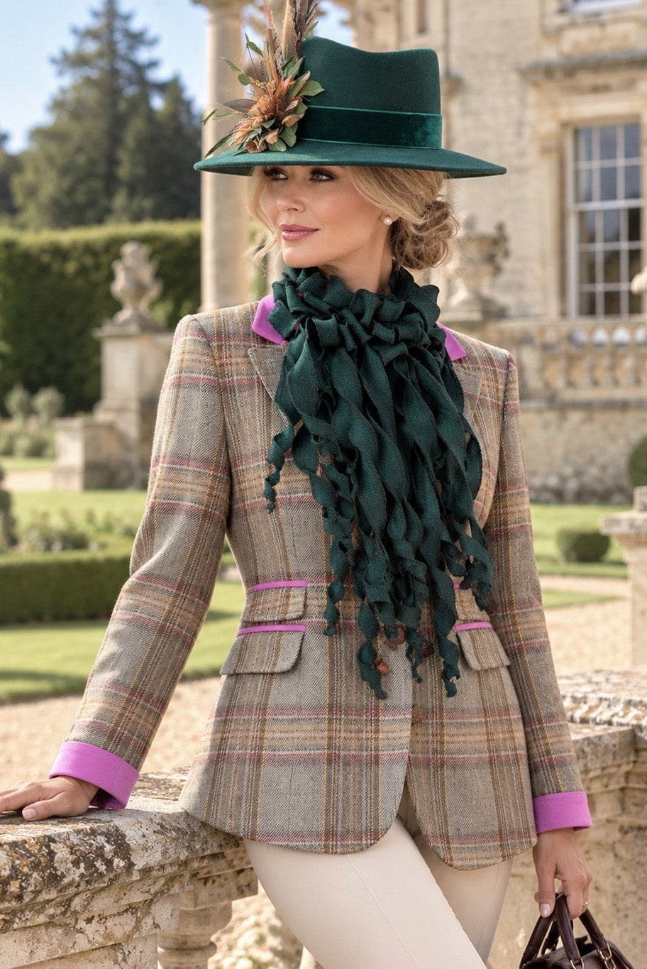 Handmade Jabot neckpiece in Racing Green