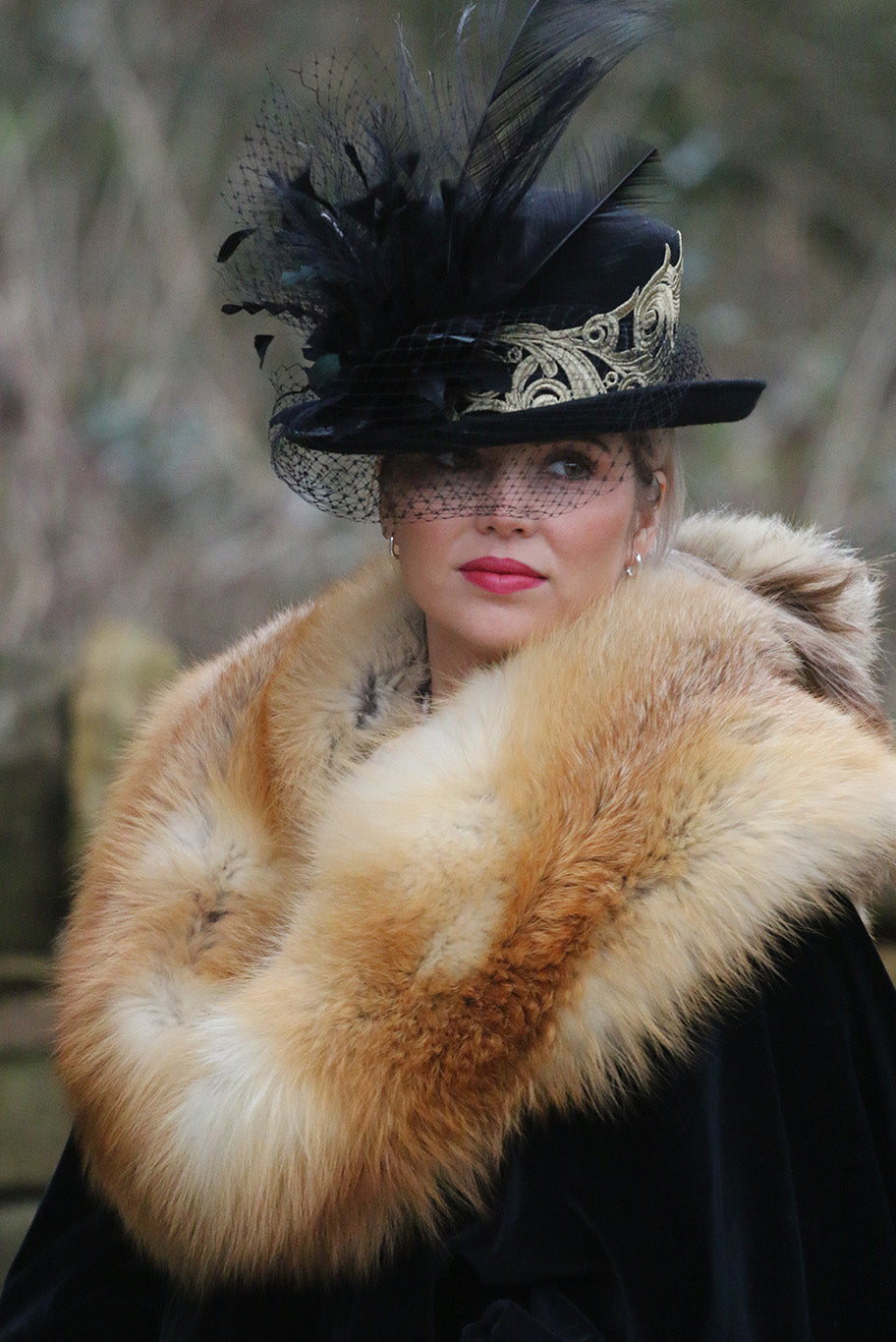 Embroidered Wool Hat in the Top Hat Style