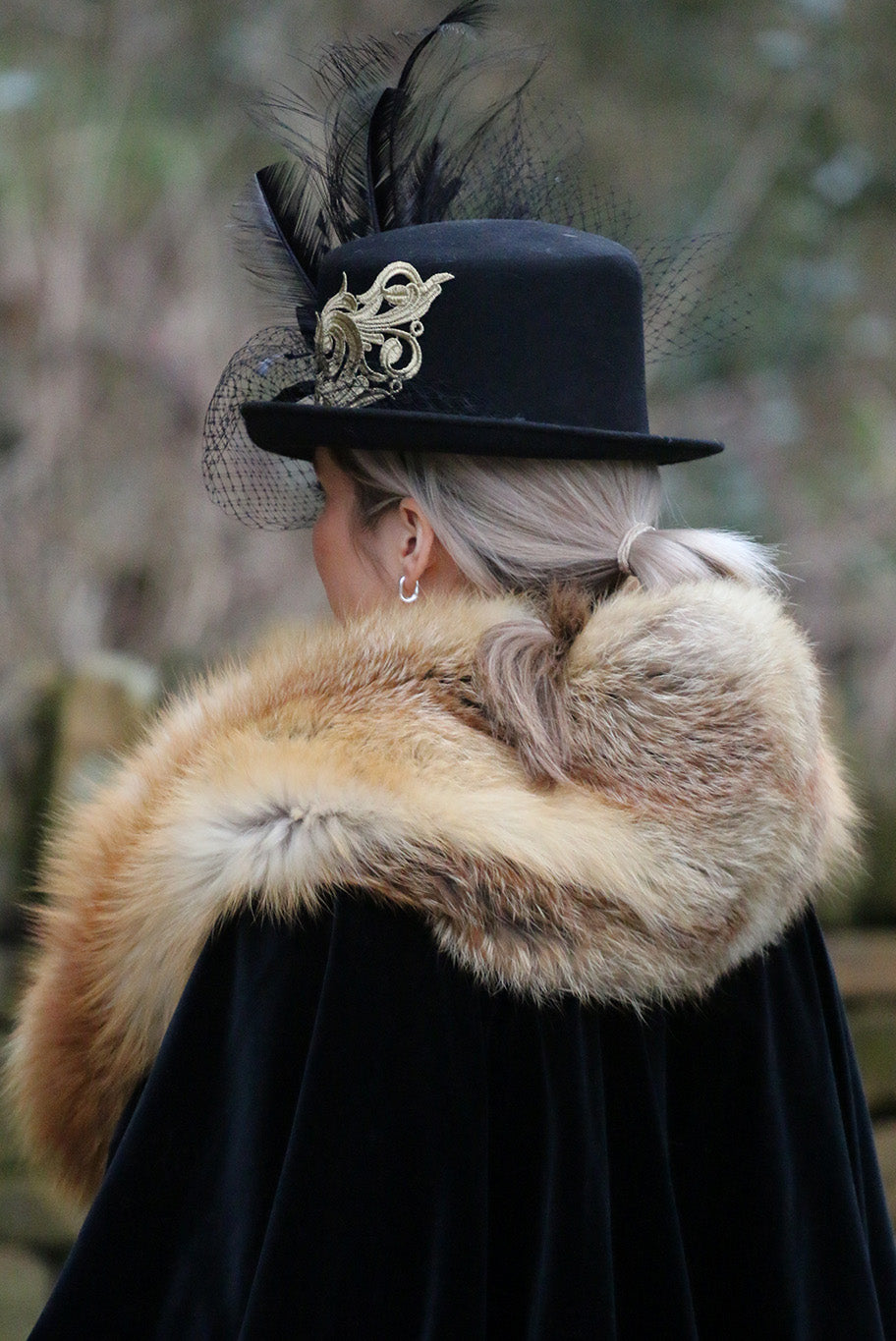 Embroidered Wool Hat in the Top Hat Style