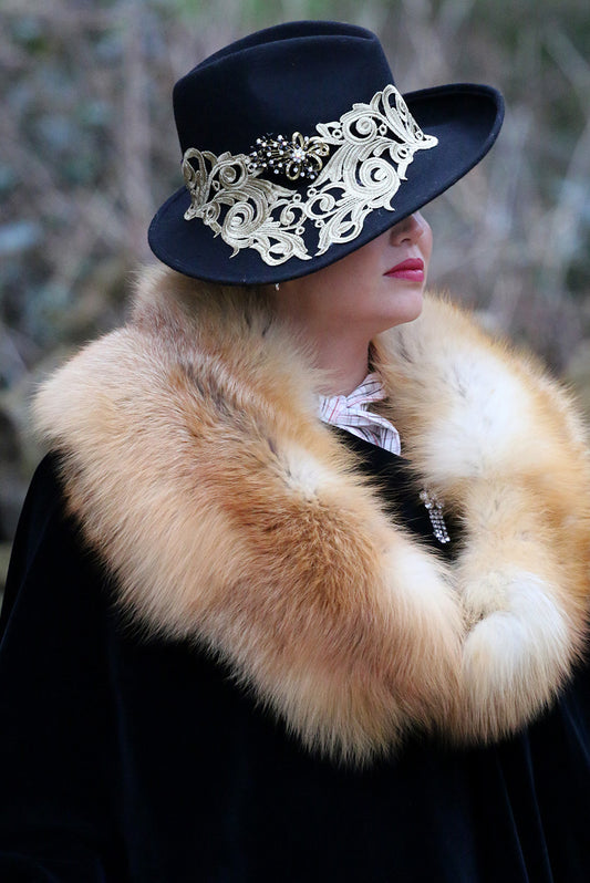 Embroidered Wool Hat Fedora Style