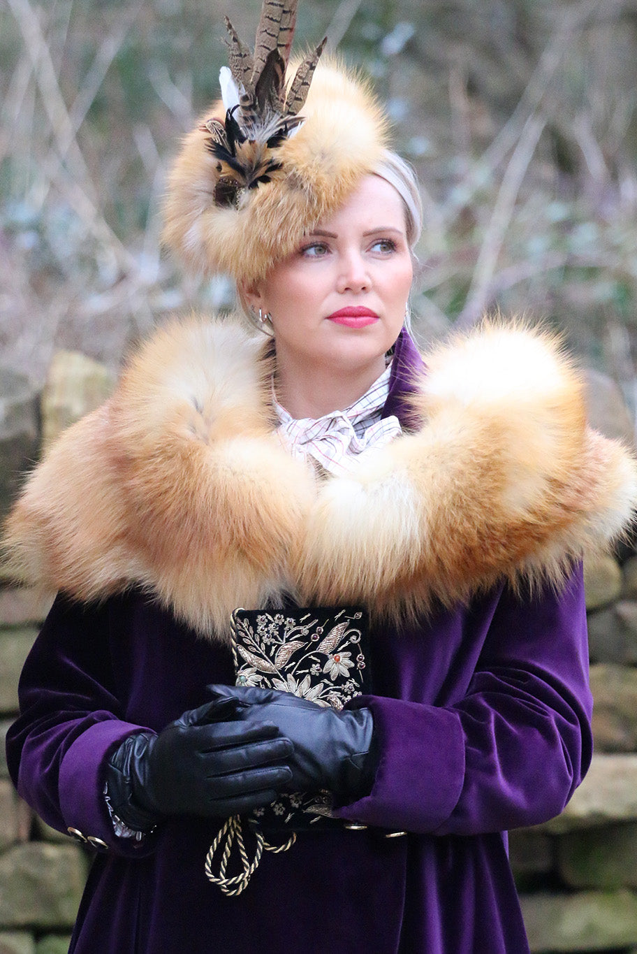 Fox Fur and Game Feather Headpiece