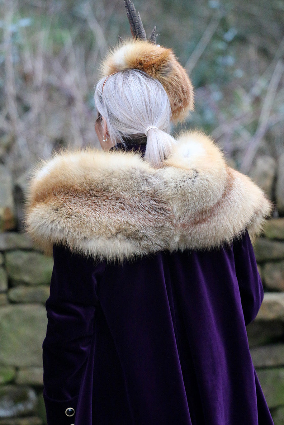 Fox Fur and Game Feather Headpiece