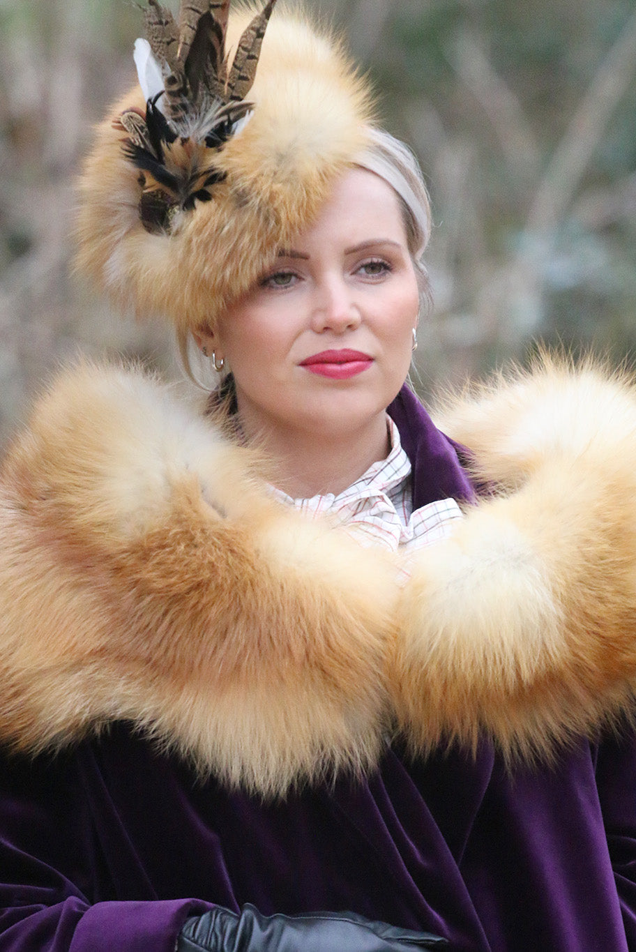 Fox Fur and Game Feather Headpiece