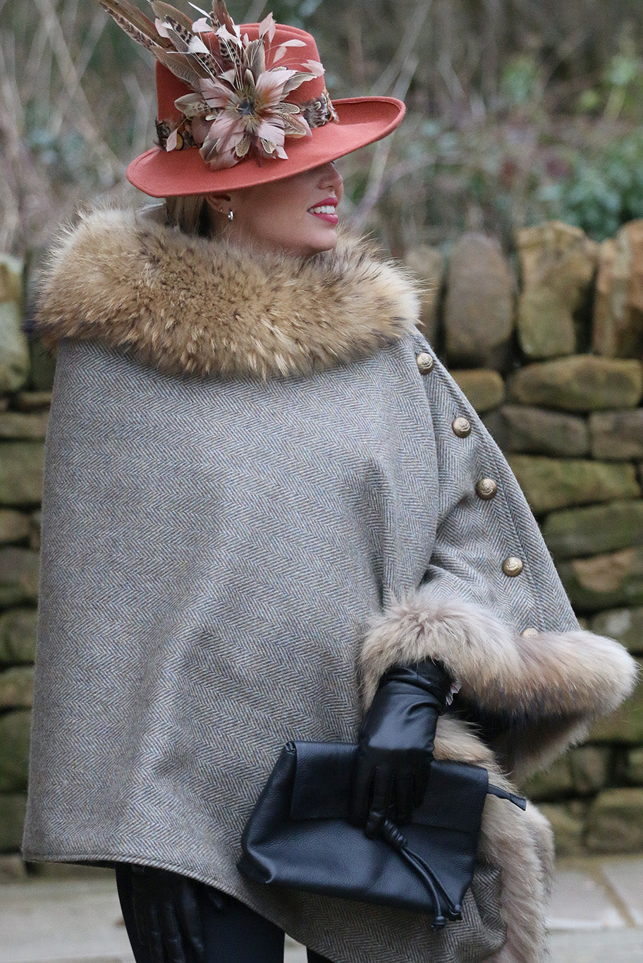 Fedora side sweep hat in Coral