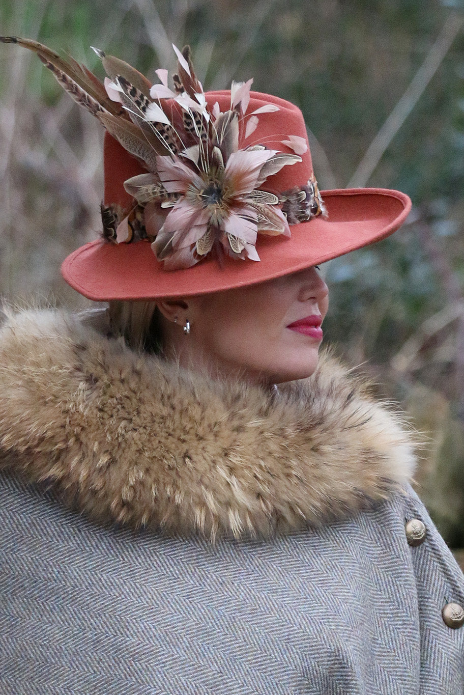 Fedora side sweep hat in Coral