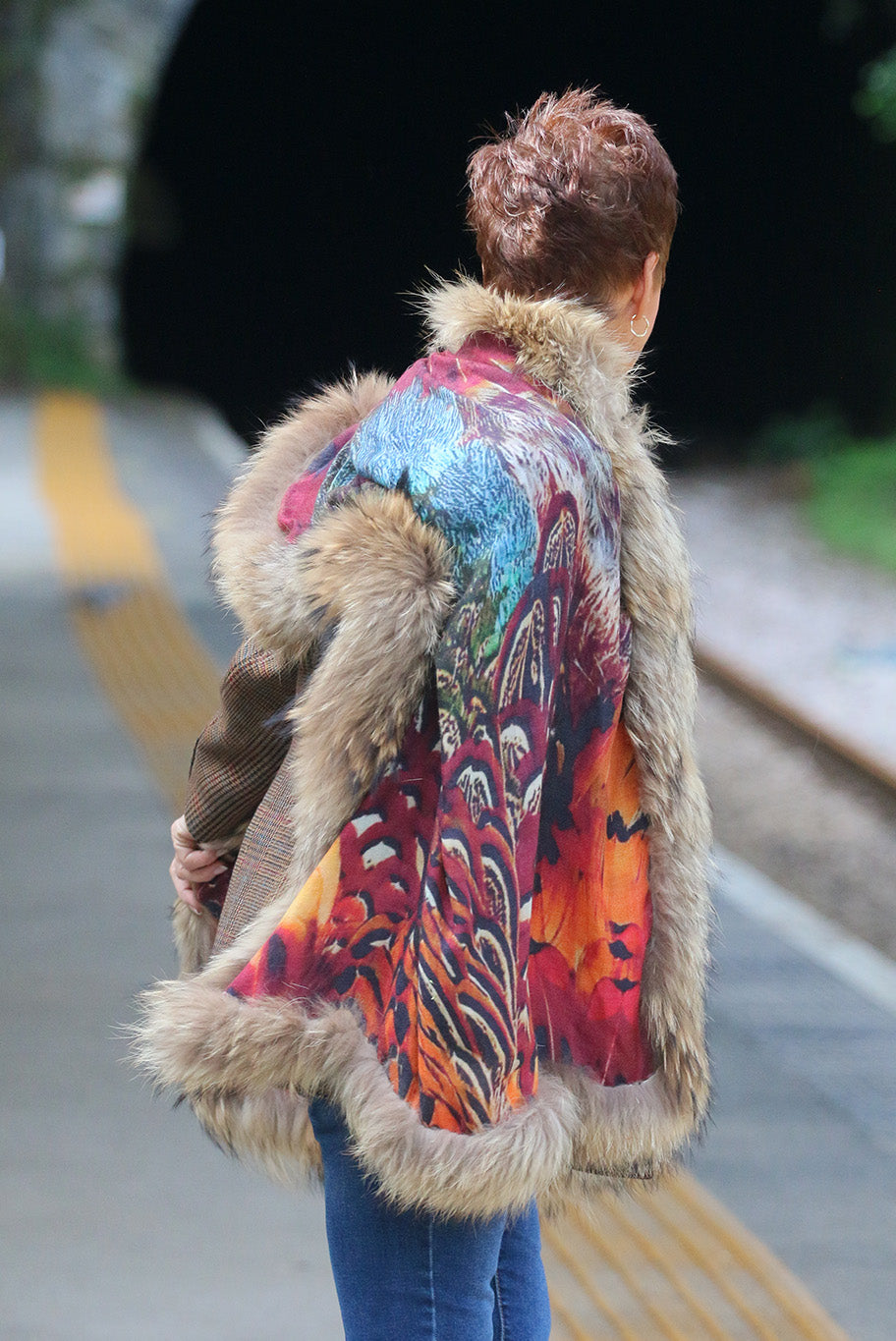 Cashmere and vintage fur wrap