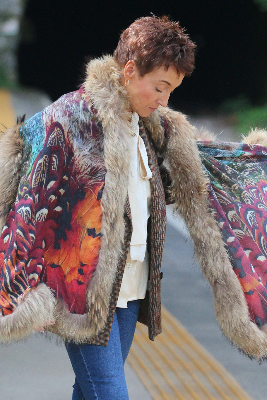 Cashmere and vintage fur wrap