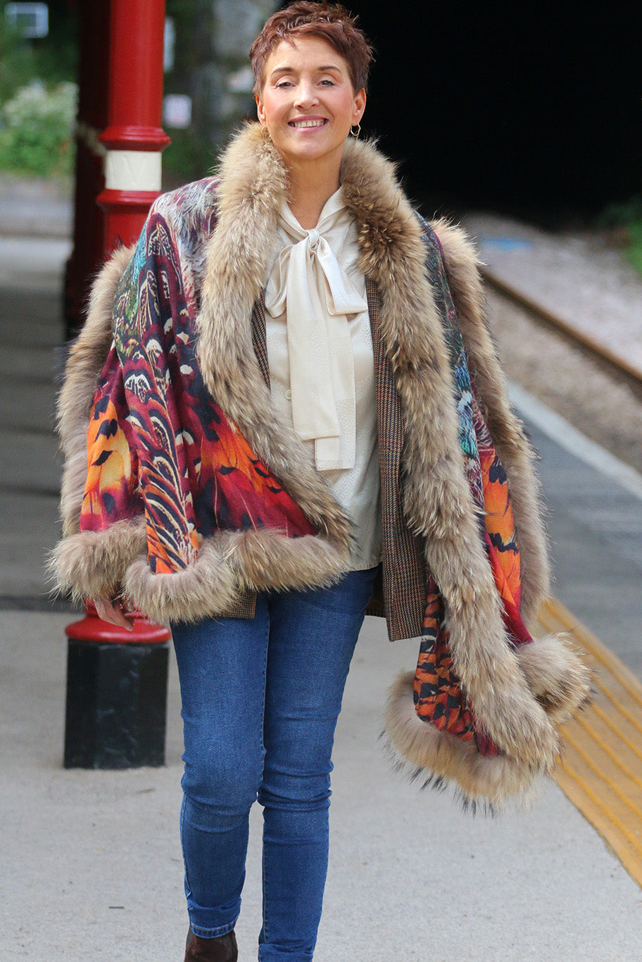 Cashmere and vintage fur wrap
