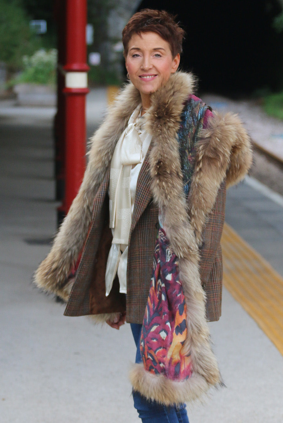 Cashmere and vintage fur wrap