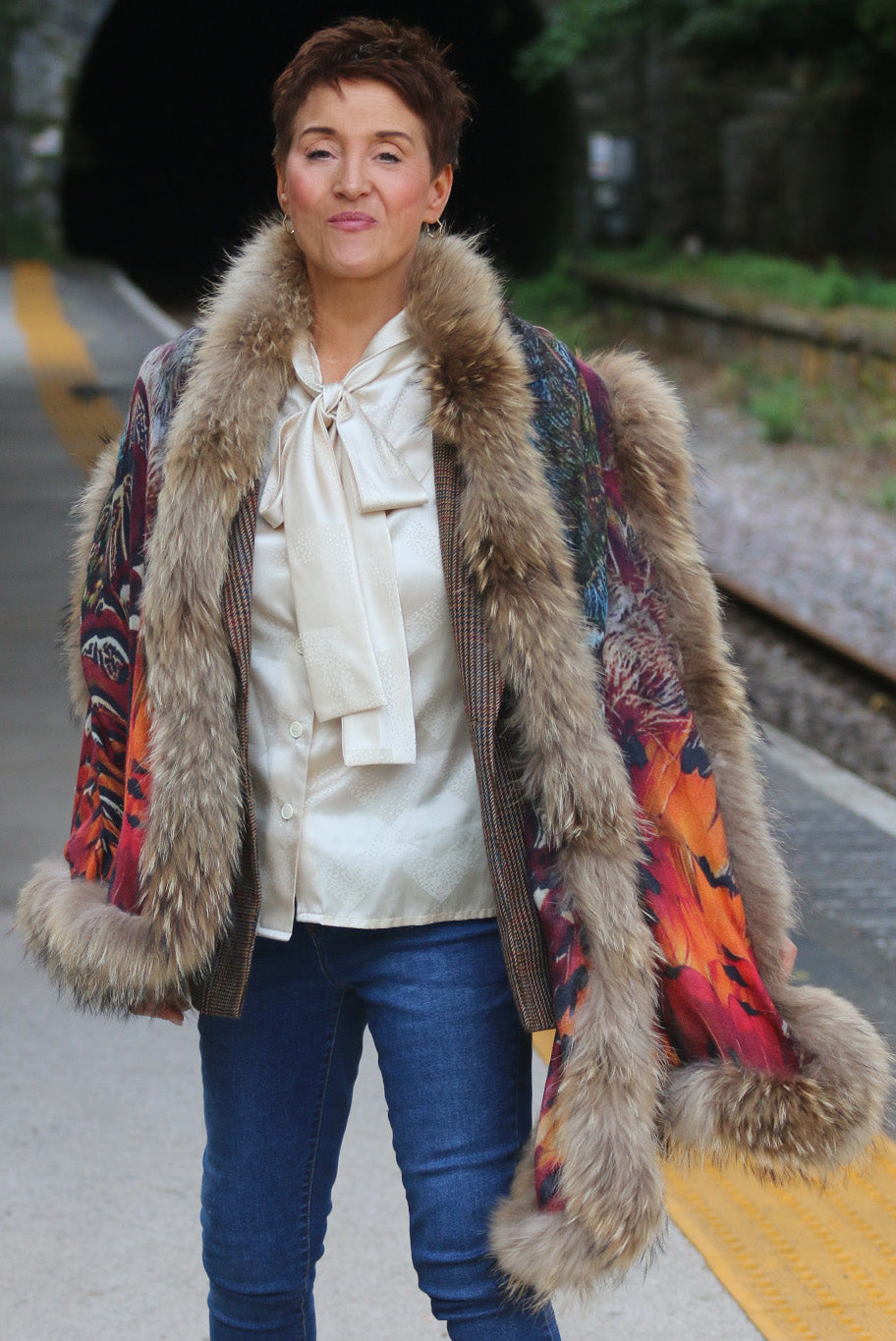Cashmere and vintage fur wrap