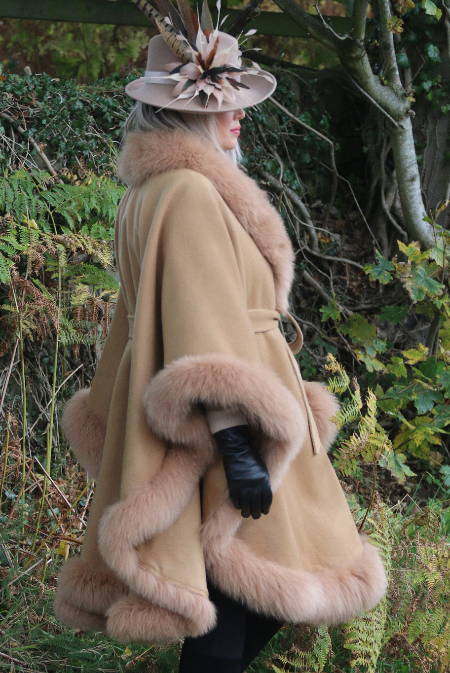 Vintage Cashmere and Wool with Fur trim cape