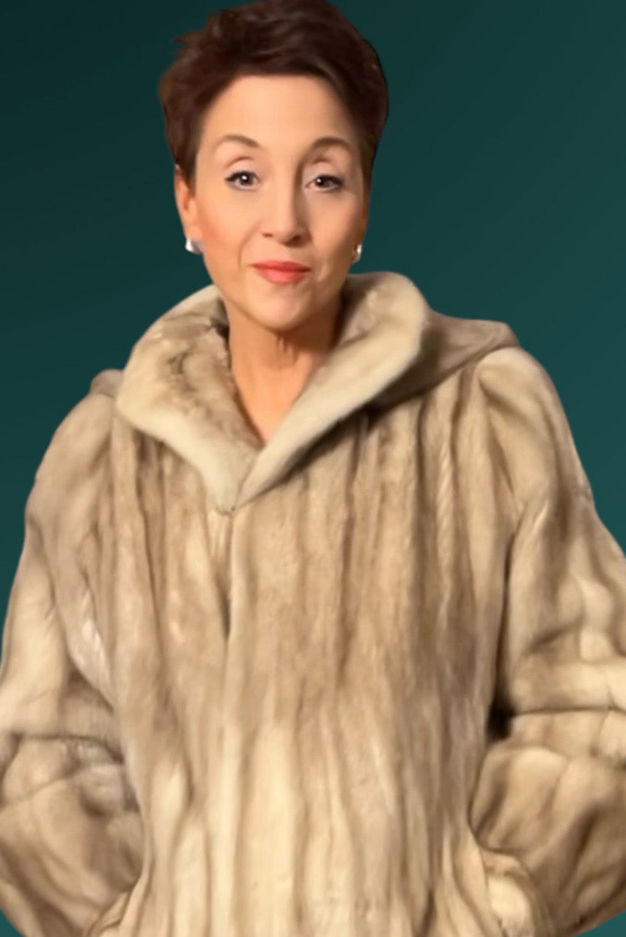 Vintage Sapphire Mink Hooded Coat