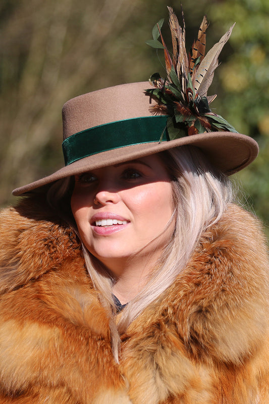 Fedora Bolero style hat in beige