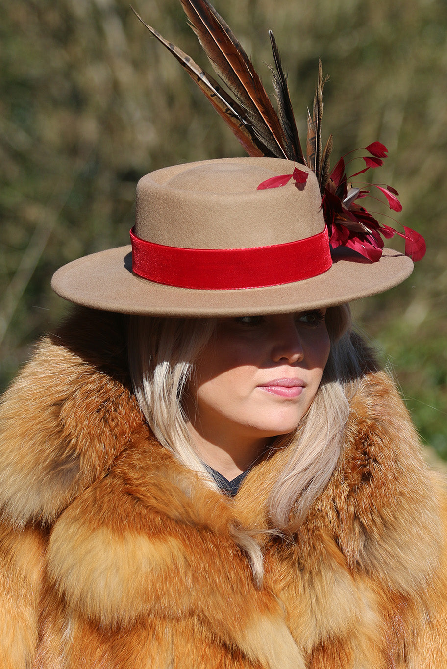 Fedora Bolero style hat in beige