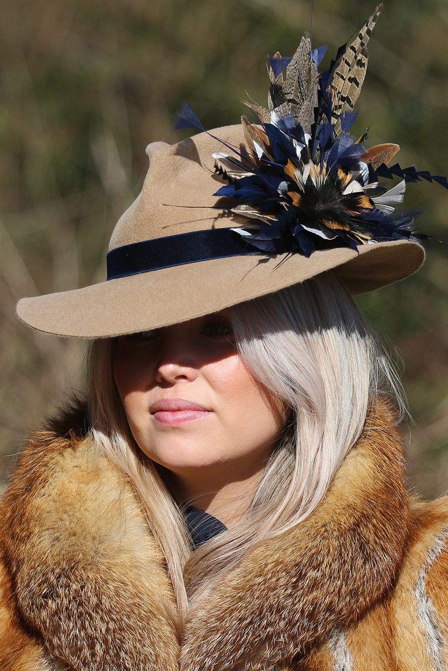 Fedora style hat in beige