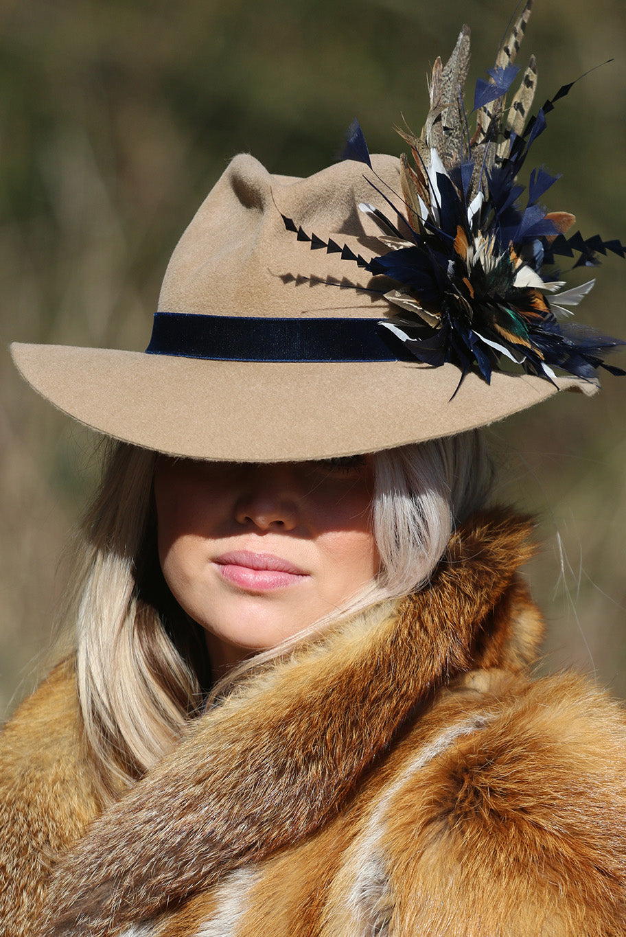 Fedora style hat in beige