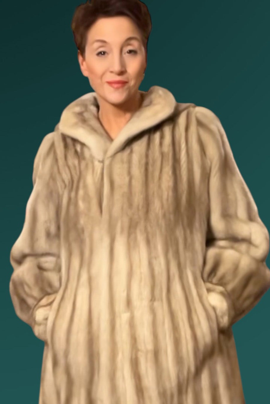 Vintage Sapphire Mink Hooded Coat