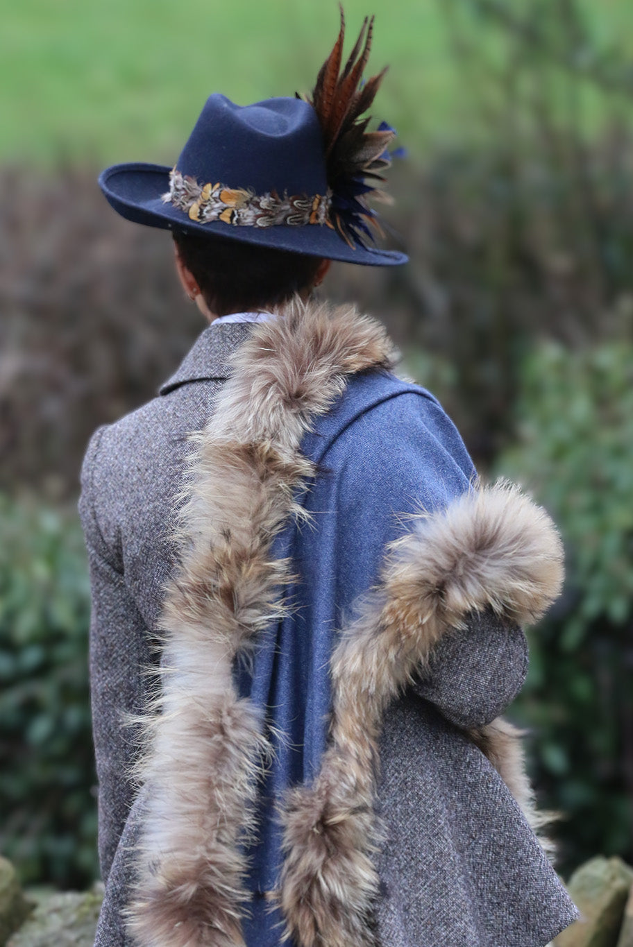 Cashmere and vintage fox fur, knitted wrap
