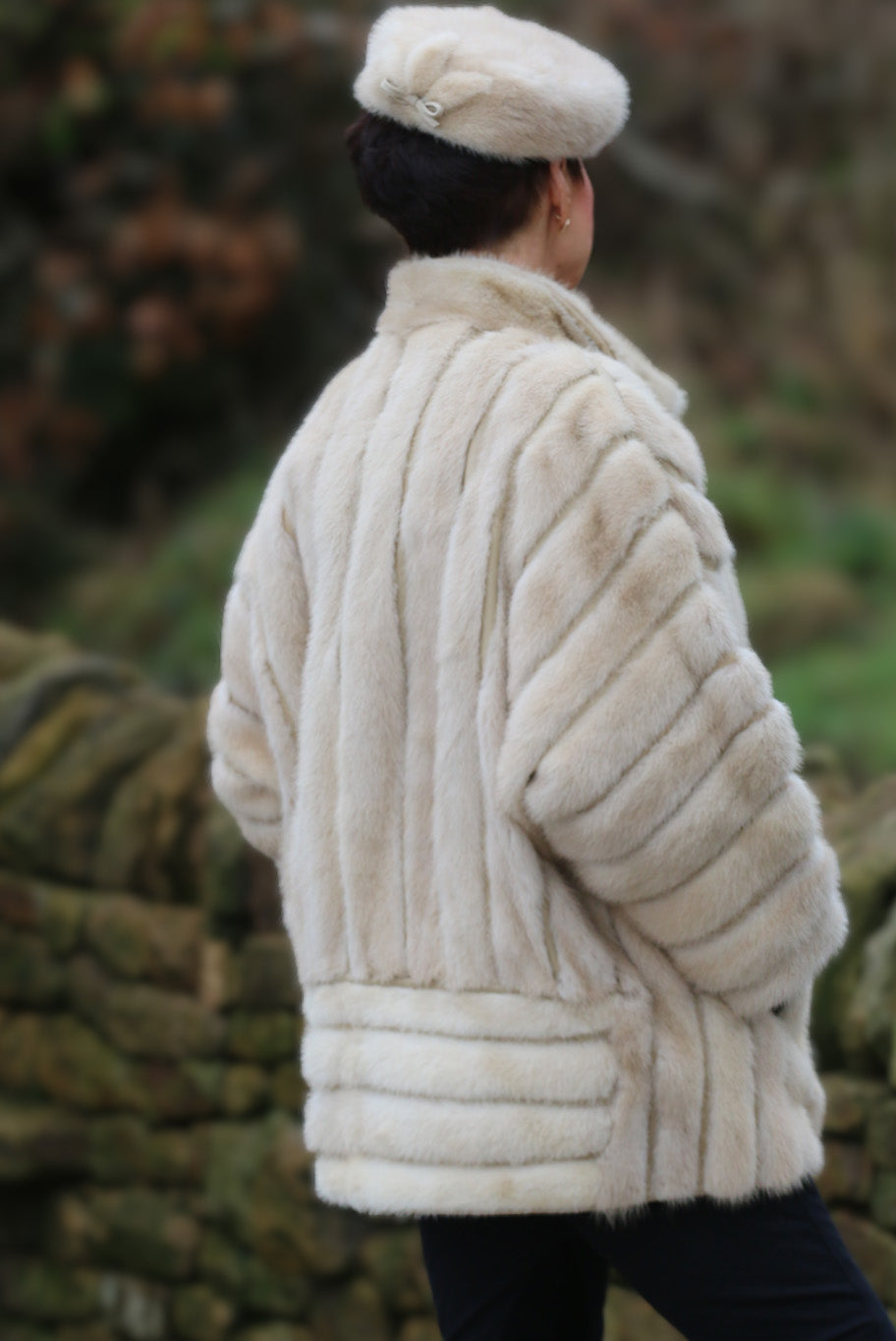 Vintage Cream Mink pill box style hat