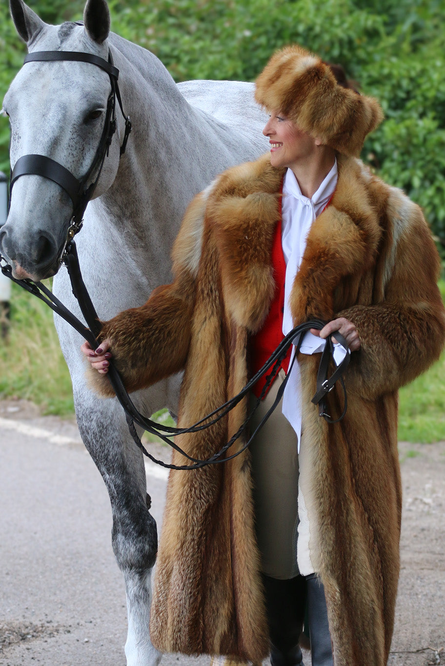 Vintage red fox fur coat