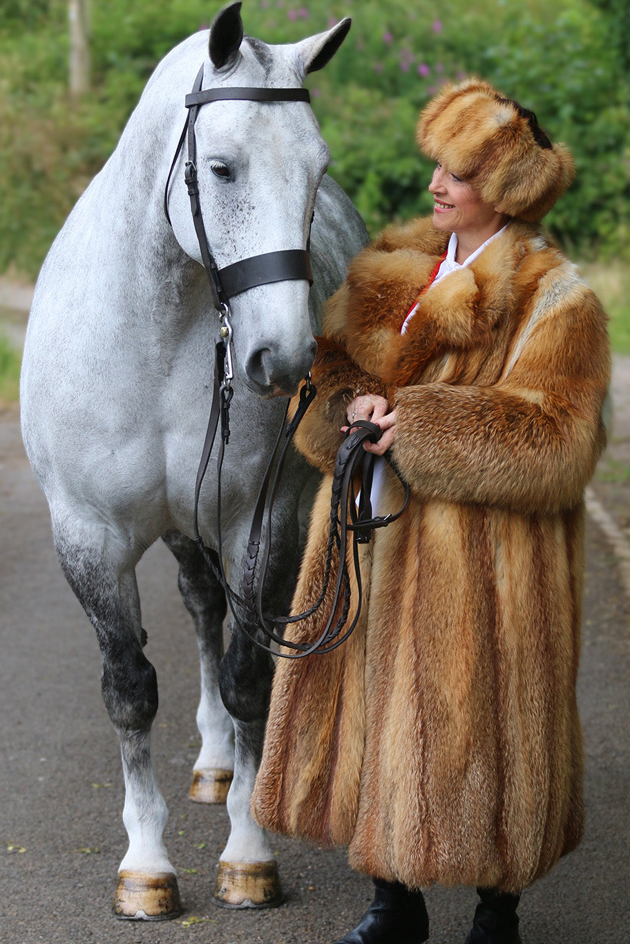 Vintage red fox fur coat