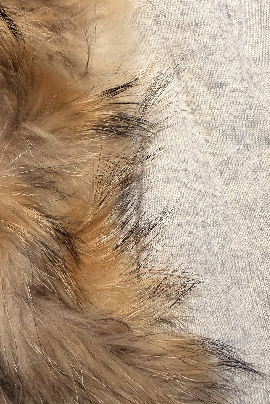 Cashmere and vintage fox fur, knitted wrap