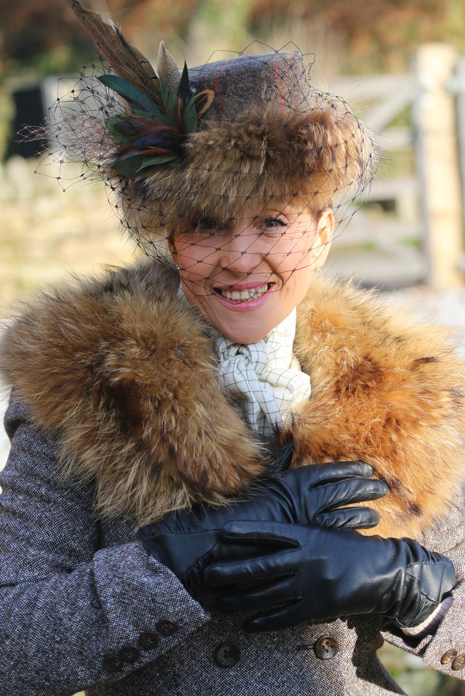 Vintage Fox Fur brimmed tweed hat