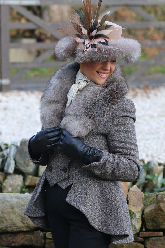 Vintage Silver Fox Fur brimmed wool hat