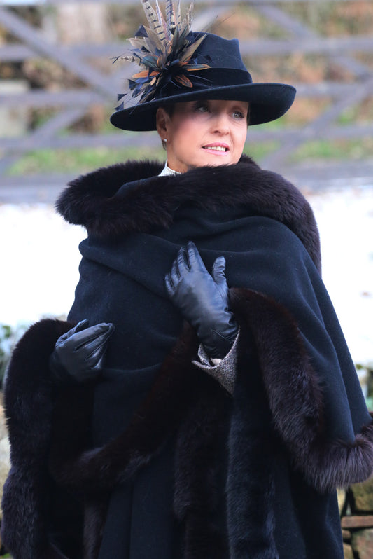 Vintage Cashmere and Fur trimmed Cape