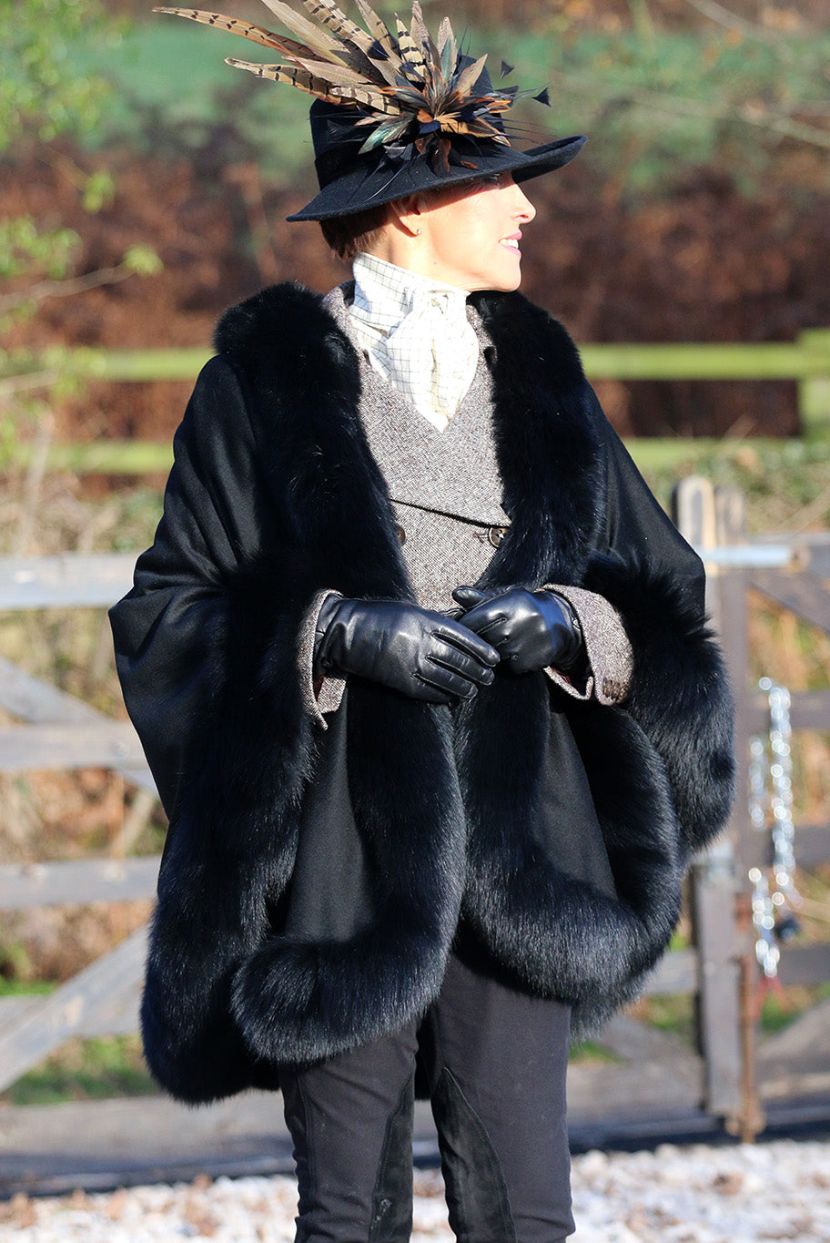 Vintage Cashmere and Fox Fur trimmed Cape