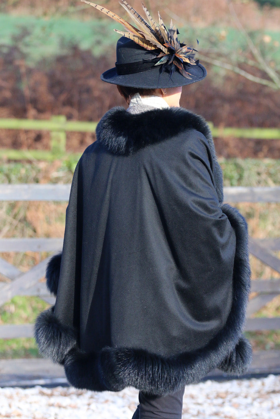 Vintage Cashmere and Fox Fur trimmed Cape