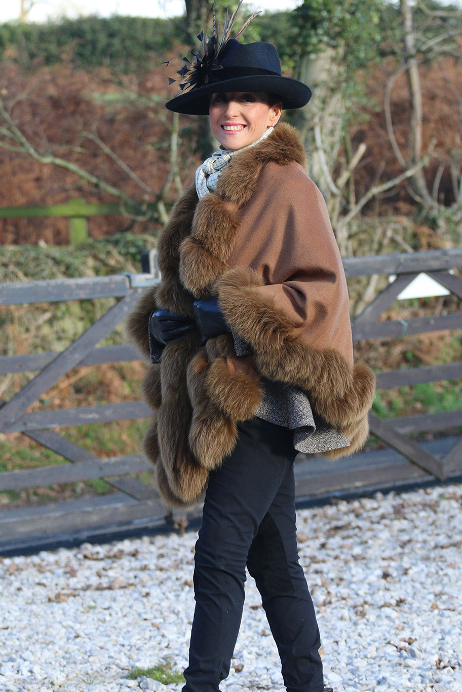 Vintage Cashmere and Fur trimmed lined Cape