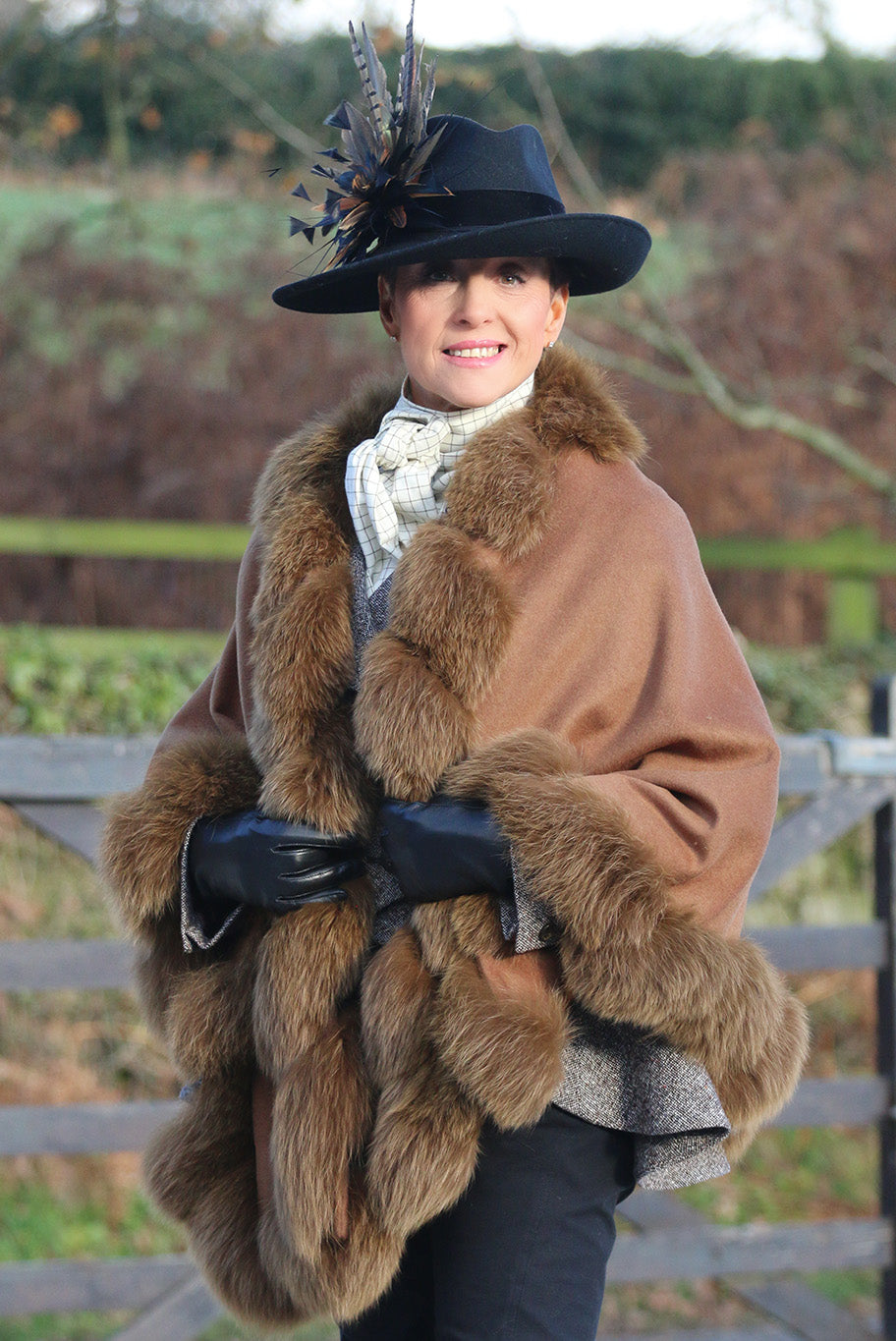 Vintage Cashmere and Fur trimmed lined Cape