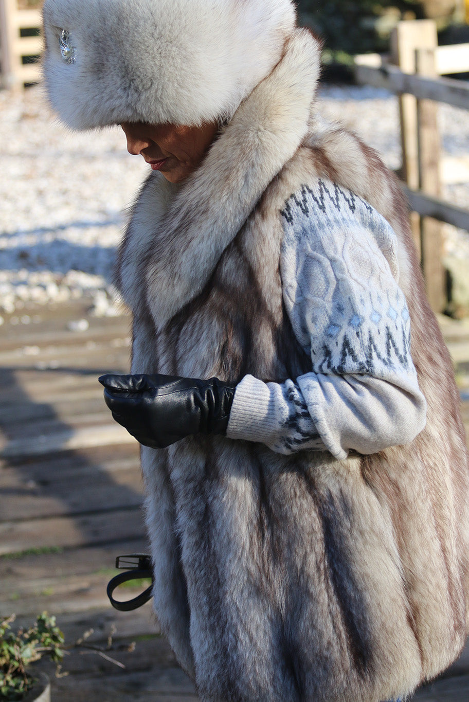 Vintage silver fox fur gilet