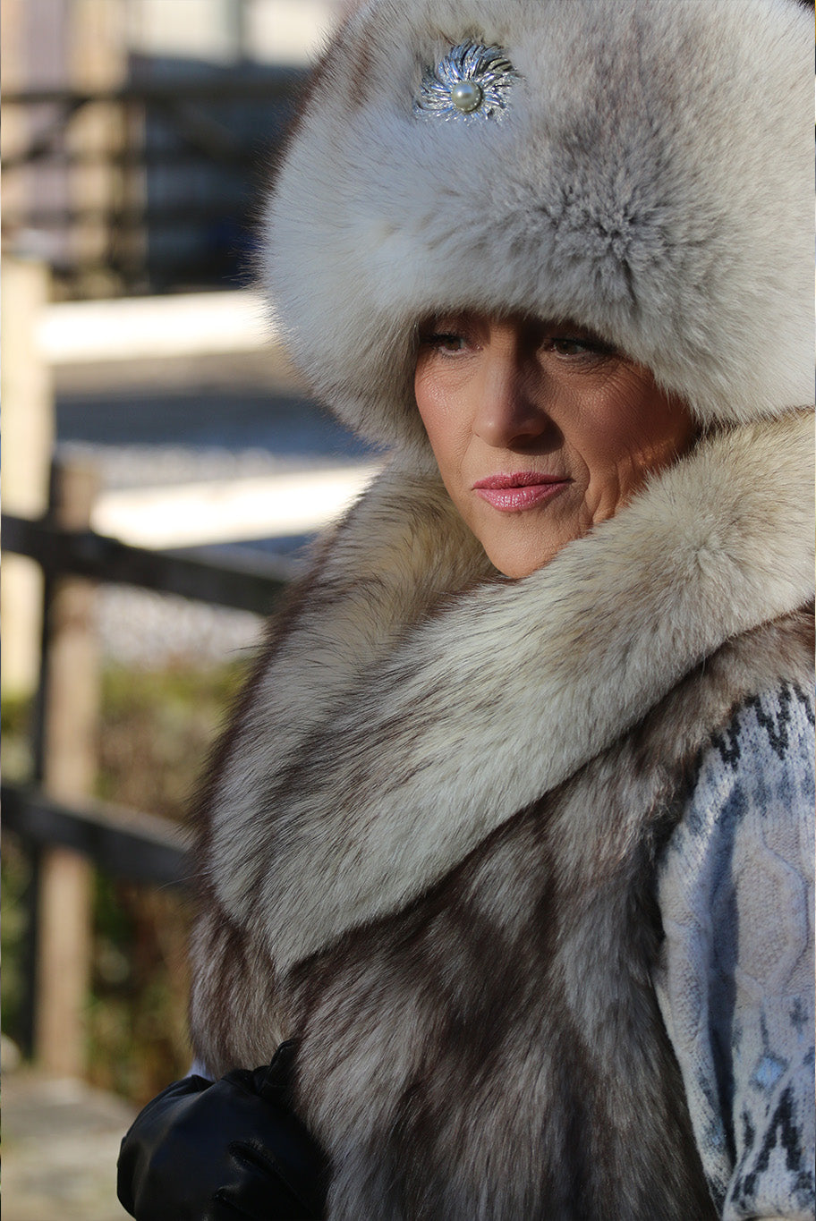 Vintage silver fox fur gilet