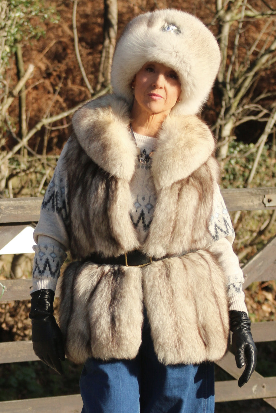 Vintage silver fox fur gilet