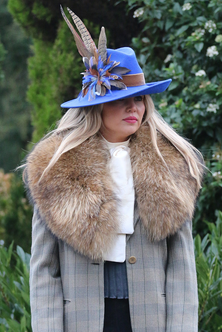 Fedora side sweep hat in cobalt blue