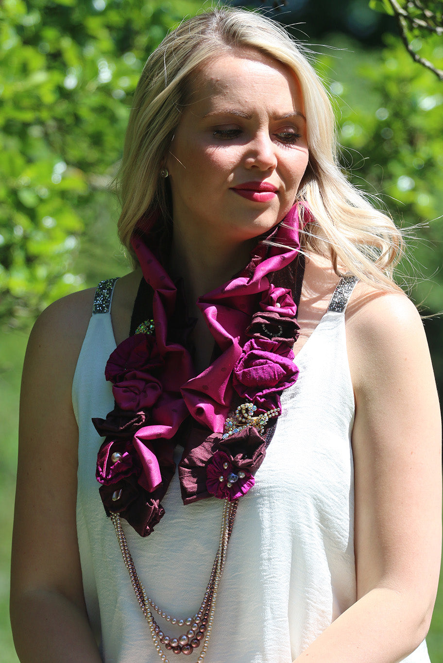 Bridgerton Collar in cerise and purple