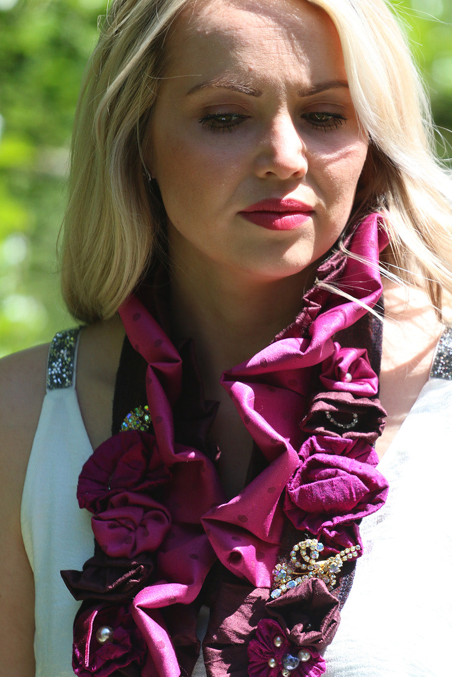 Bridgerton Collar in cerise and purple