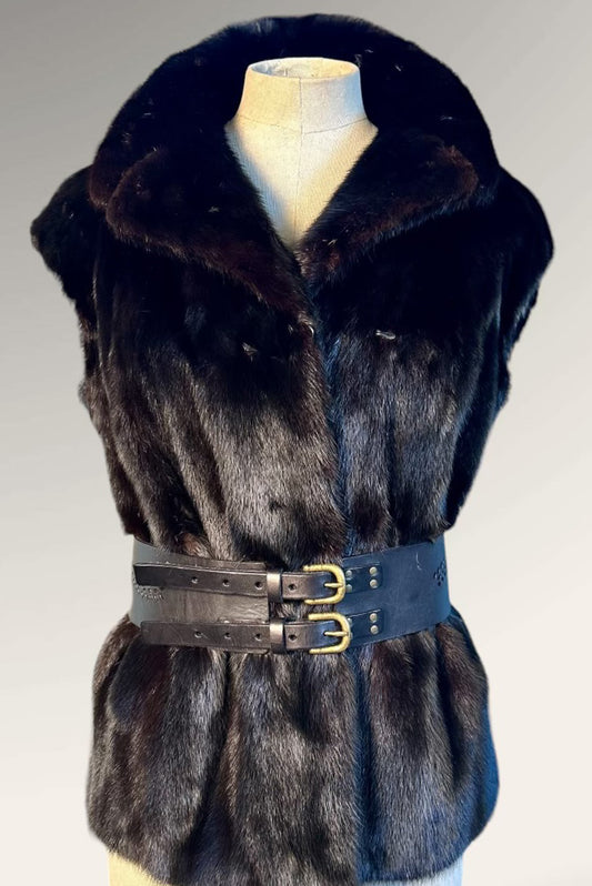Vintage black mink fur gilet