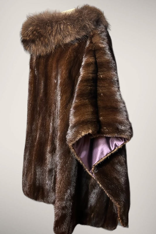 Vintage Mink Fur cape with detachable Fox Fur collar