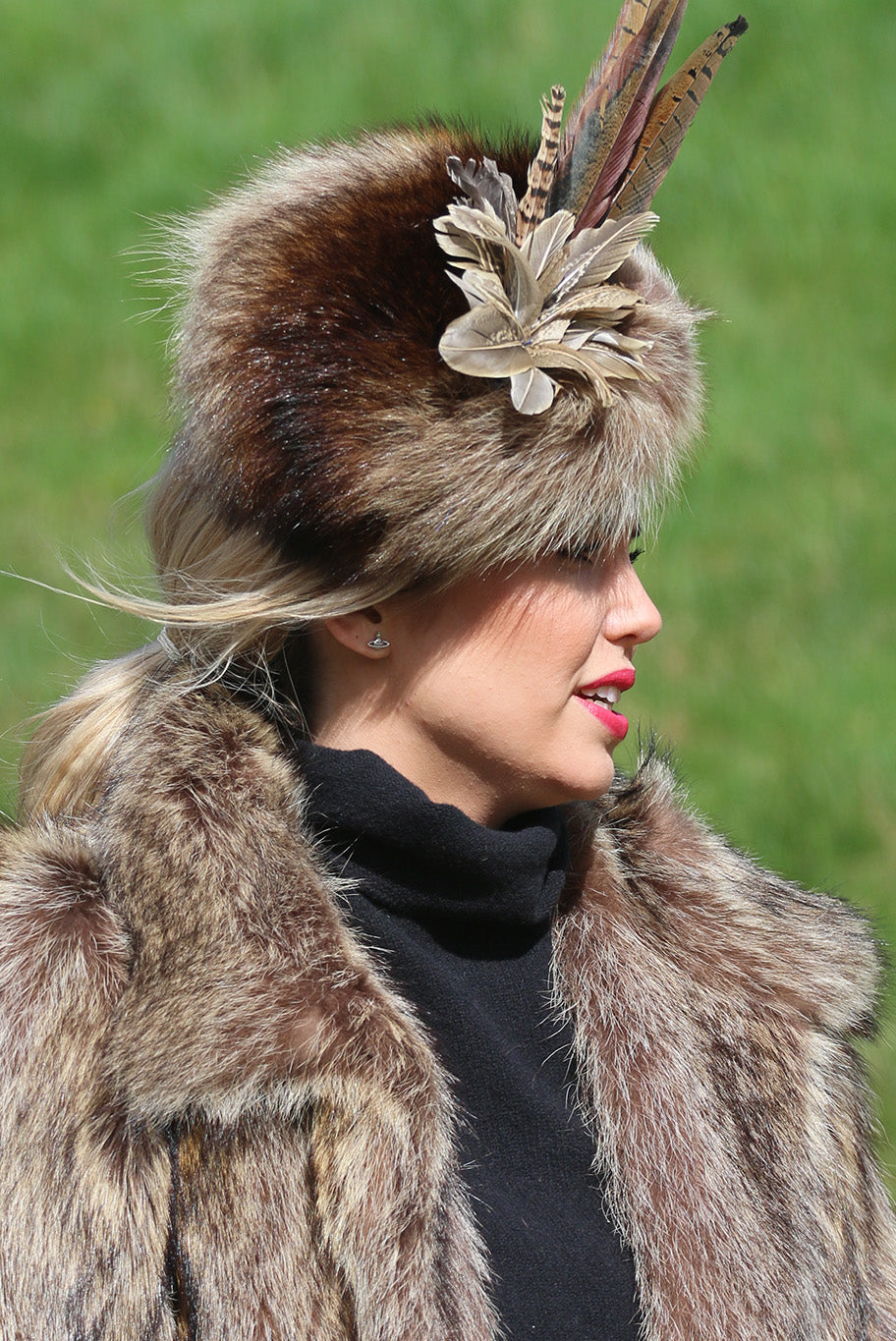 Vintage racoon fur fascinator