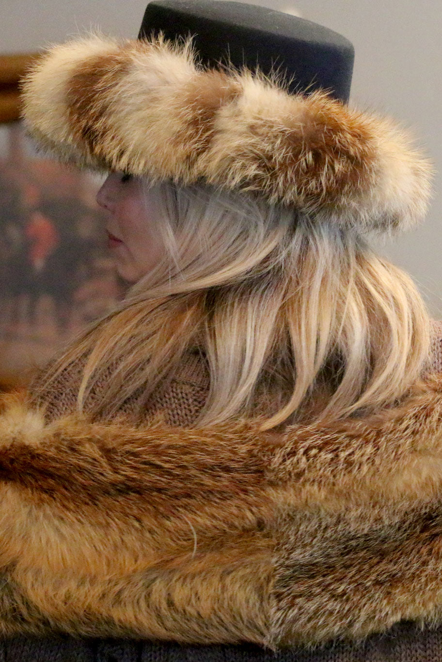 Vintage Fox Fur lined wool hat